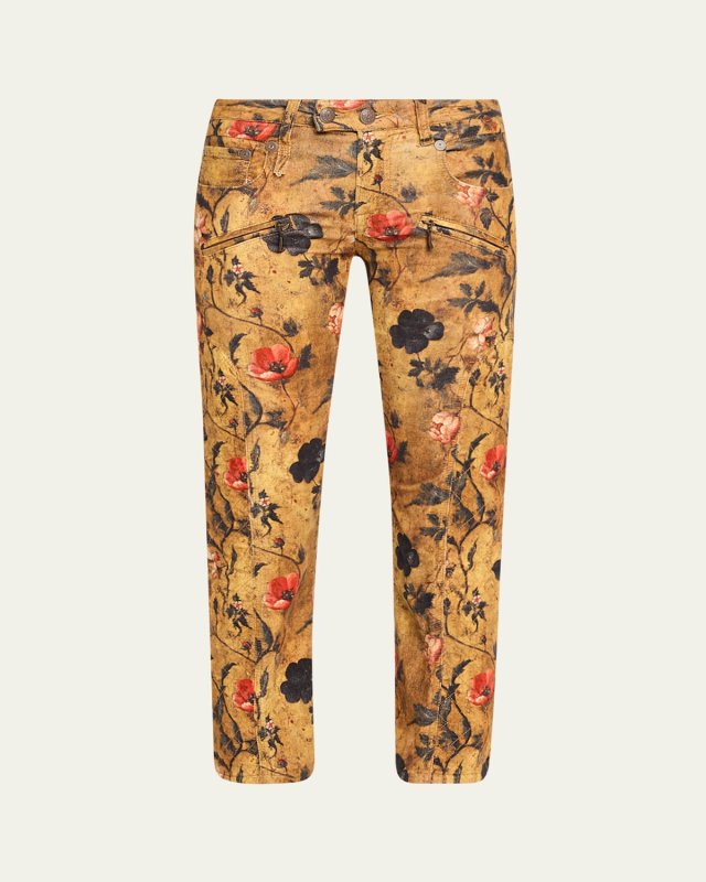 Boy Straight Coated Floral Jeans